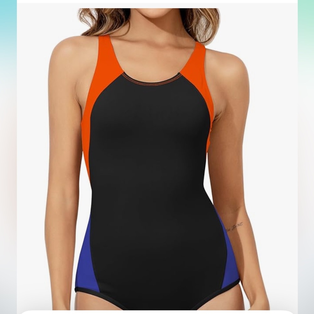 🚘Period one piece leakproof menstrual suit racerback color block swimsuit